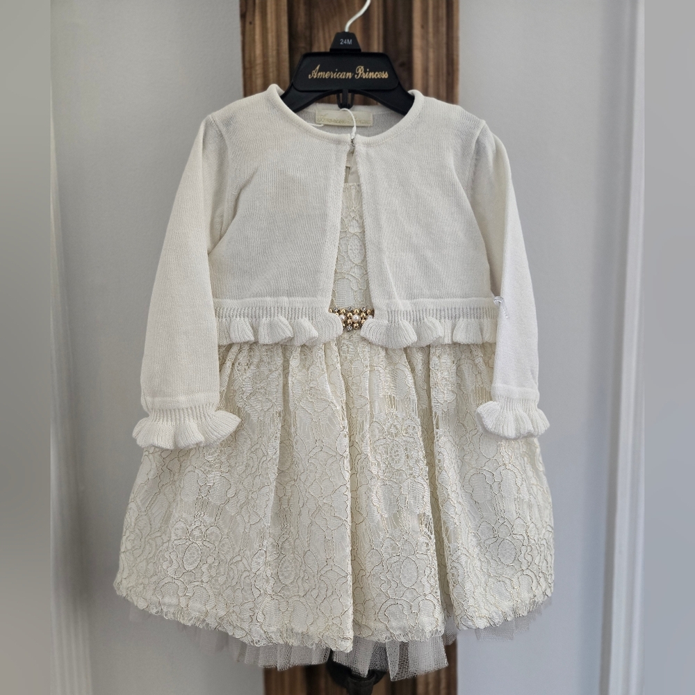 American Princess 2-Piece Dress Set 24M – Ivory Lace Special Occasion Outfit